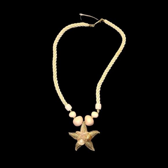 Vintage 80s Pastel Jewelry Set Starfish Pendant Necklace Earrings Bracelet - Picture 5 of 16